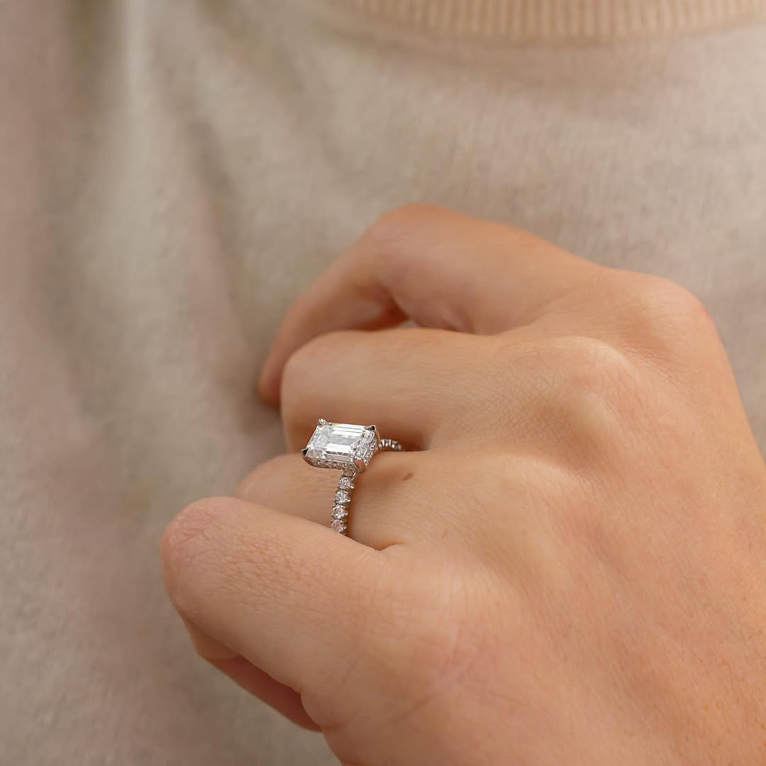 The Pave Chloe - Hidden Halo Diamond Ring With Pave Band