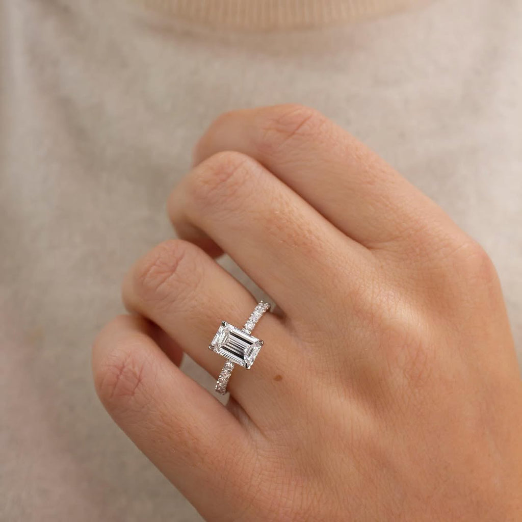 The Pave Chloe - Hidden Halo Diamond Ring With Pave Band