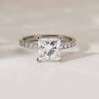 The Pave Freya - Princess Cut Pave Diamond Engagement Ring