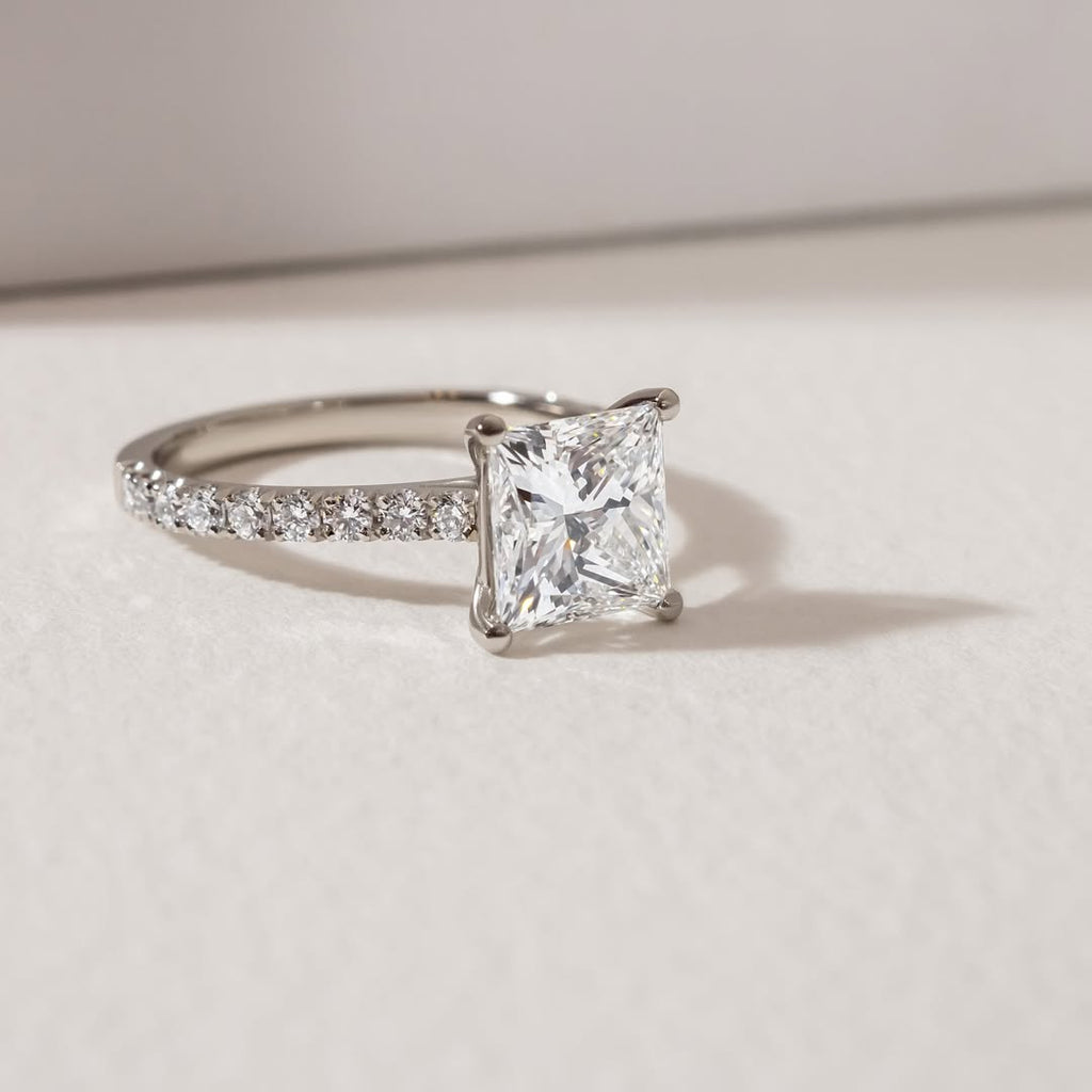 The Pave Freya - Princess Cut Pave Diamond Engagement Ring