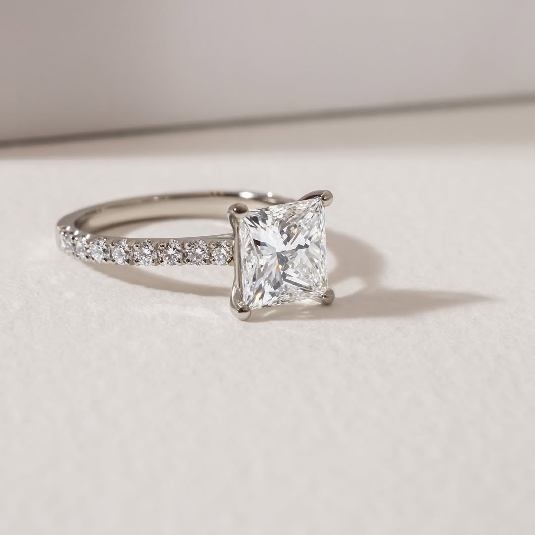 The Pave Freya - Princess Cut Pave Diamond Engagement Ring