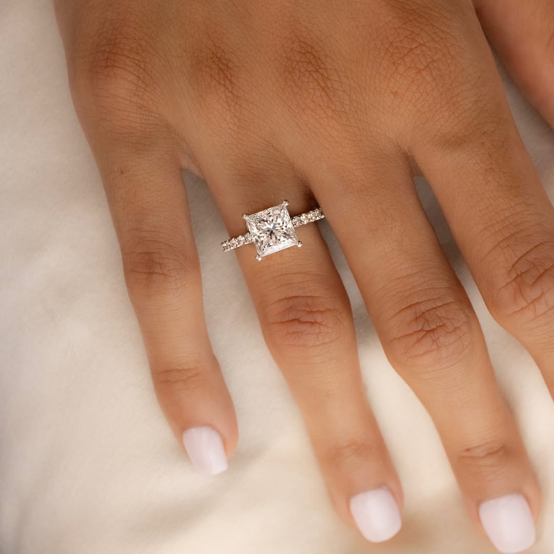 The Pave Freya - Princess Cut Pave Diamond Engagement Ring
