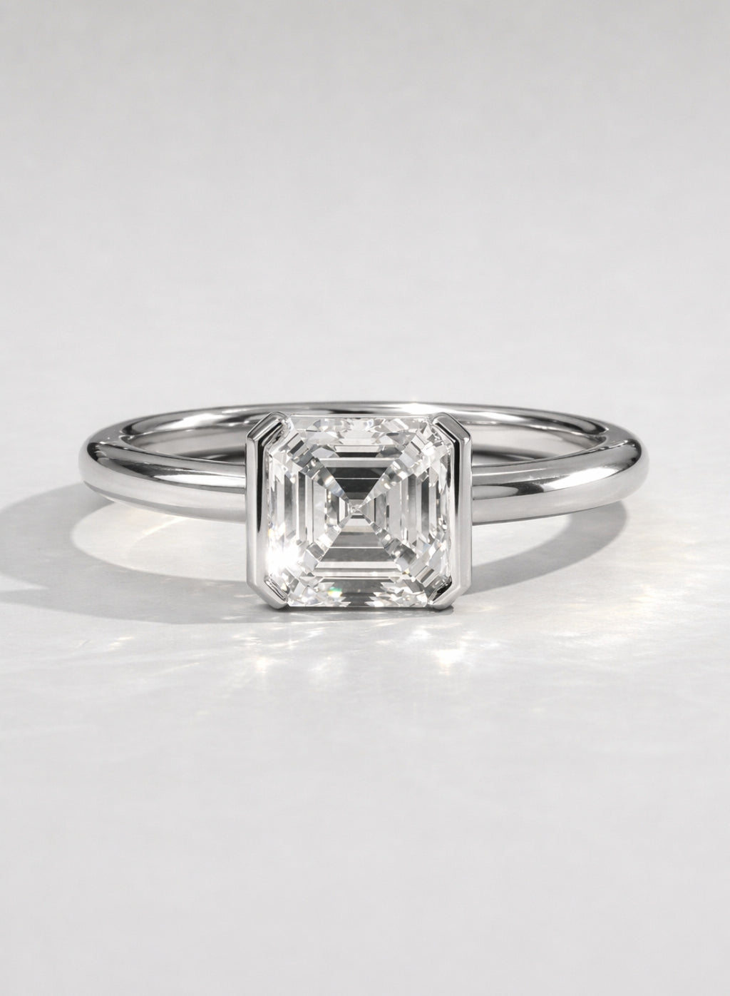 The Quinn Ring - Asscher Cut Half Bezel Engagement Ring