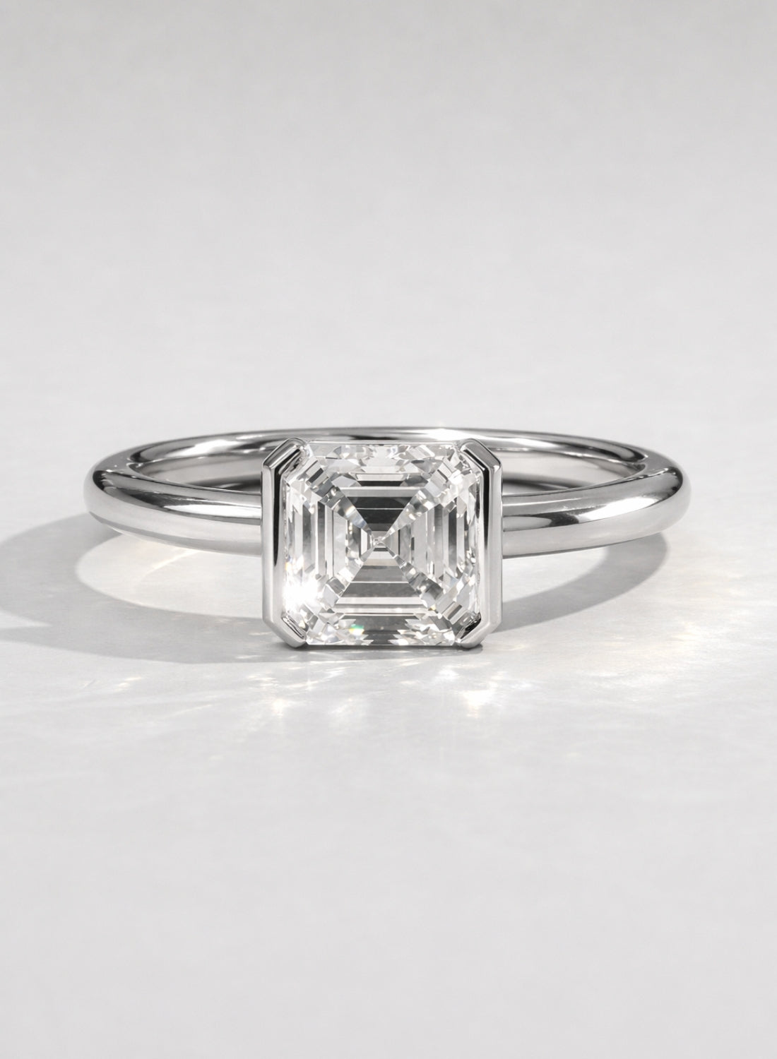 The Quinn Ring - Asscher Cut Half Bezel Engagement Ring