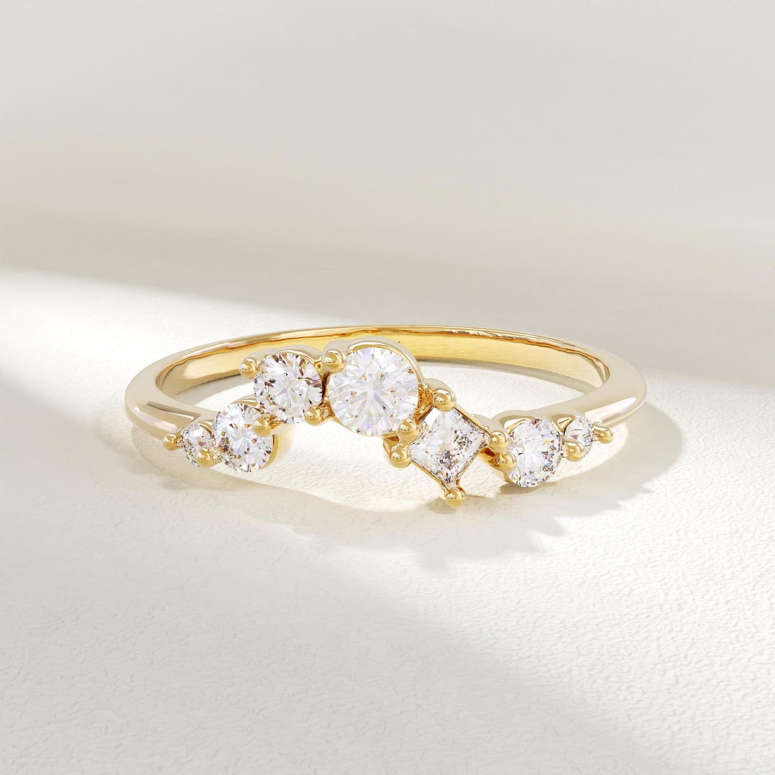 The Reverie Band - Diamond Cluster Ring in 925 Sterling Silver