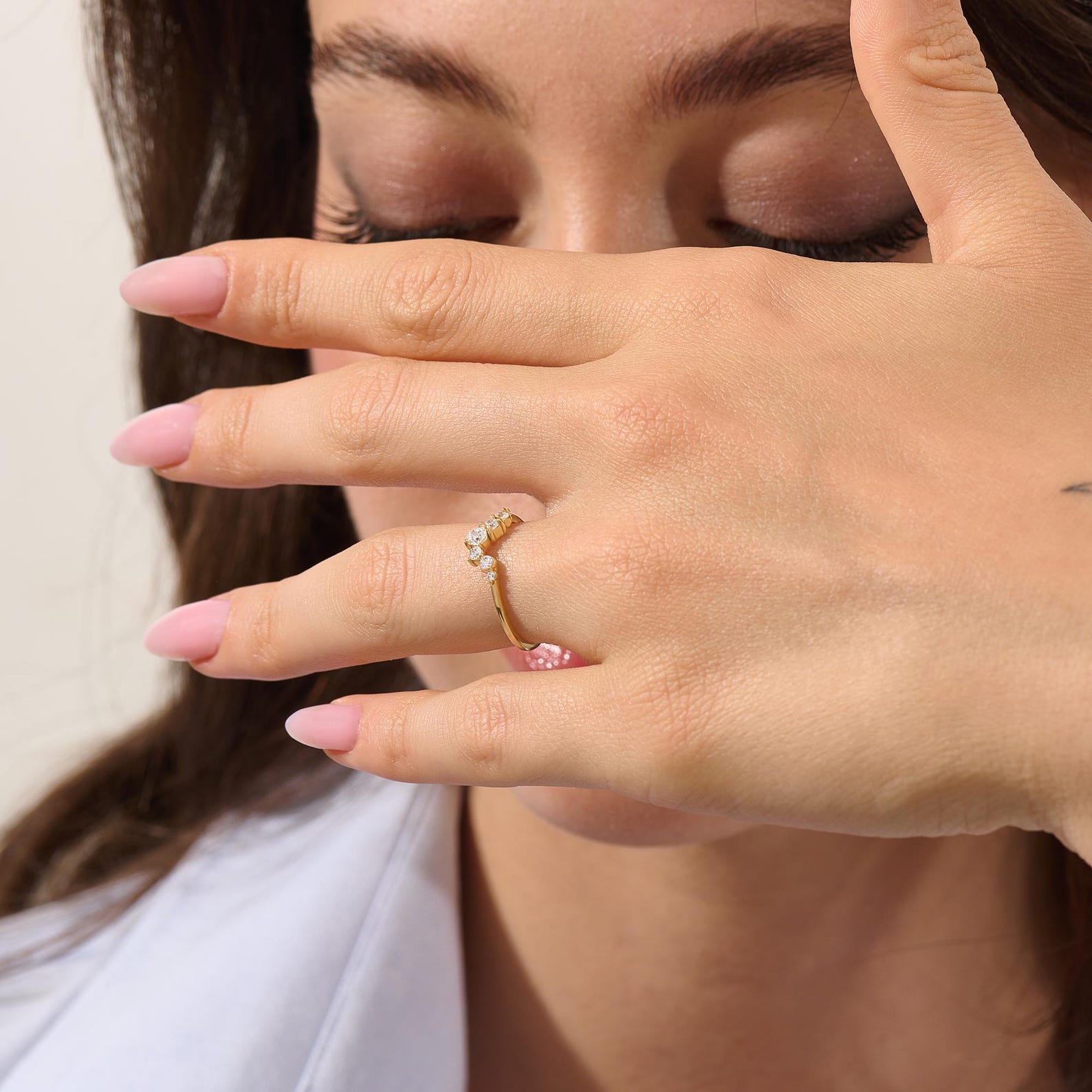 The Reverie Band - Diamond Cluster Ring in 925 Sterling Silver