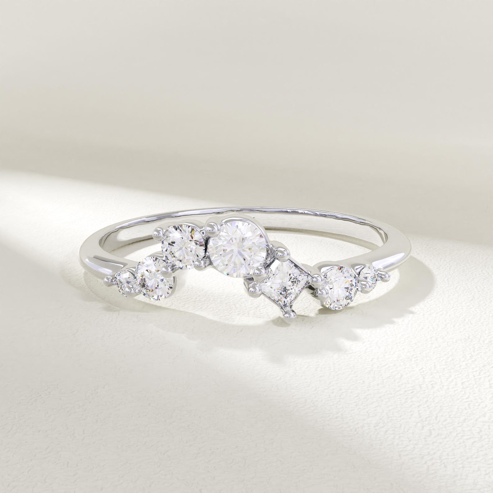 The Reverie Band - Diamond Cluster Ring in 925 Sterling Silver