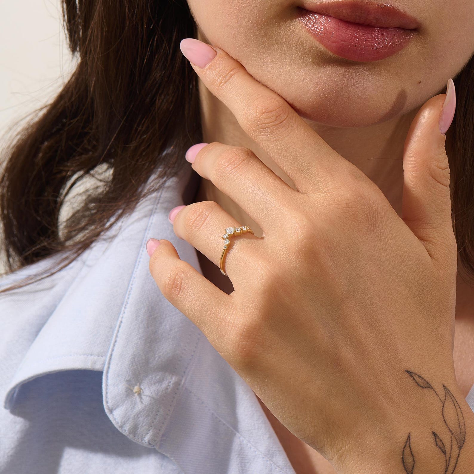 The Reverie Band - Diamond Cluster Ring in 925 Sterling Silver