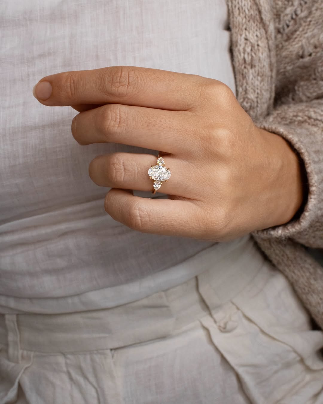 The Rosalind Ring - Oval & Pear Trilogy Engagement Ring