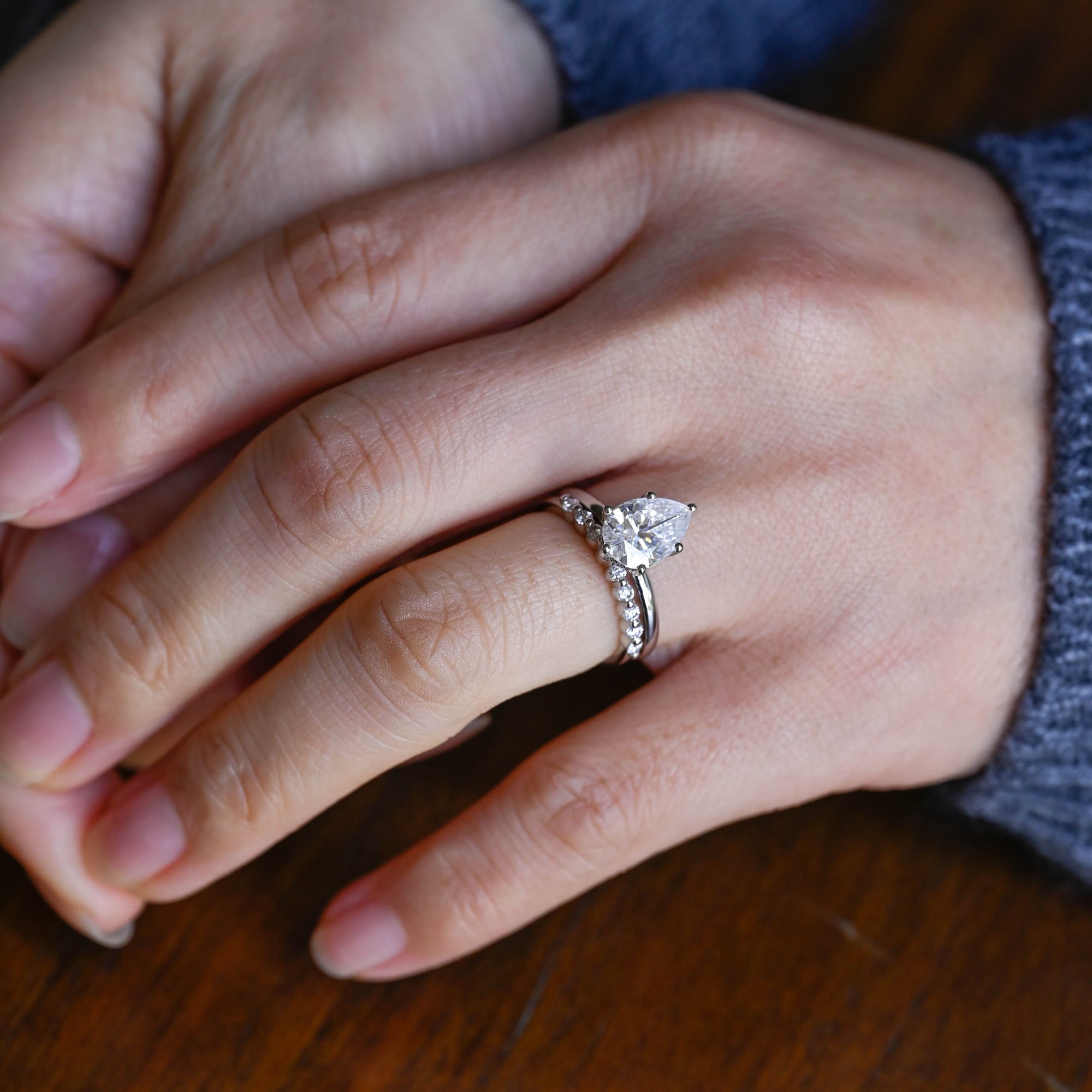 The Selene Bridal Set – Pear Cut Diamond Wedding Set