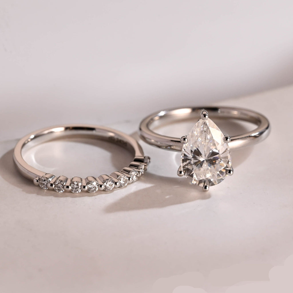 The Selene Bridal Set – Pear Cut Diamond Wedding Set