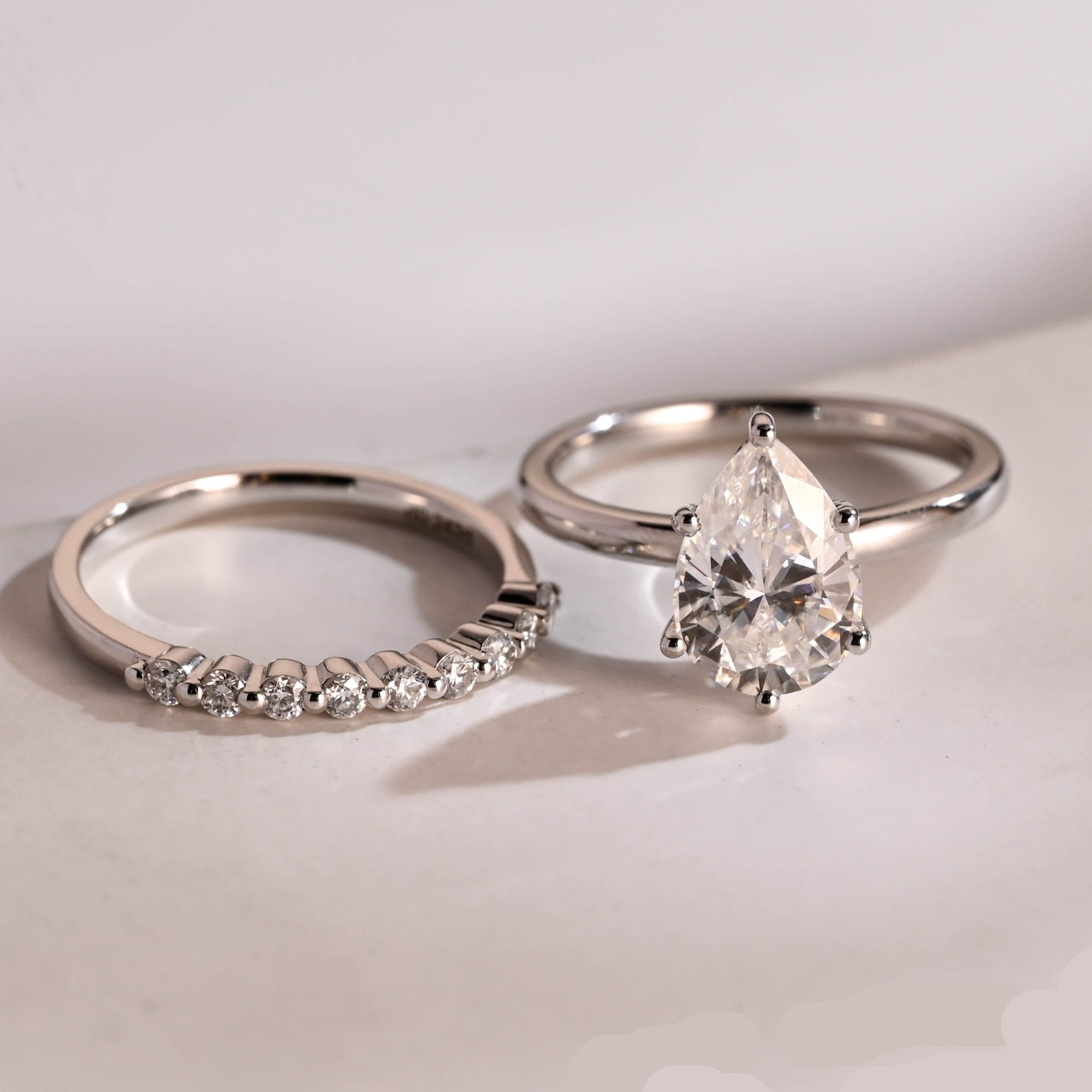 The Selene Bridal Set – Pear Cut Diamond Wedding Set
