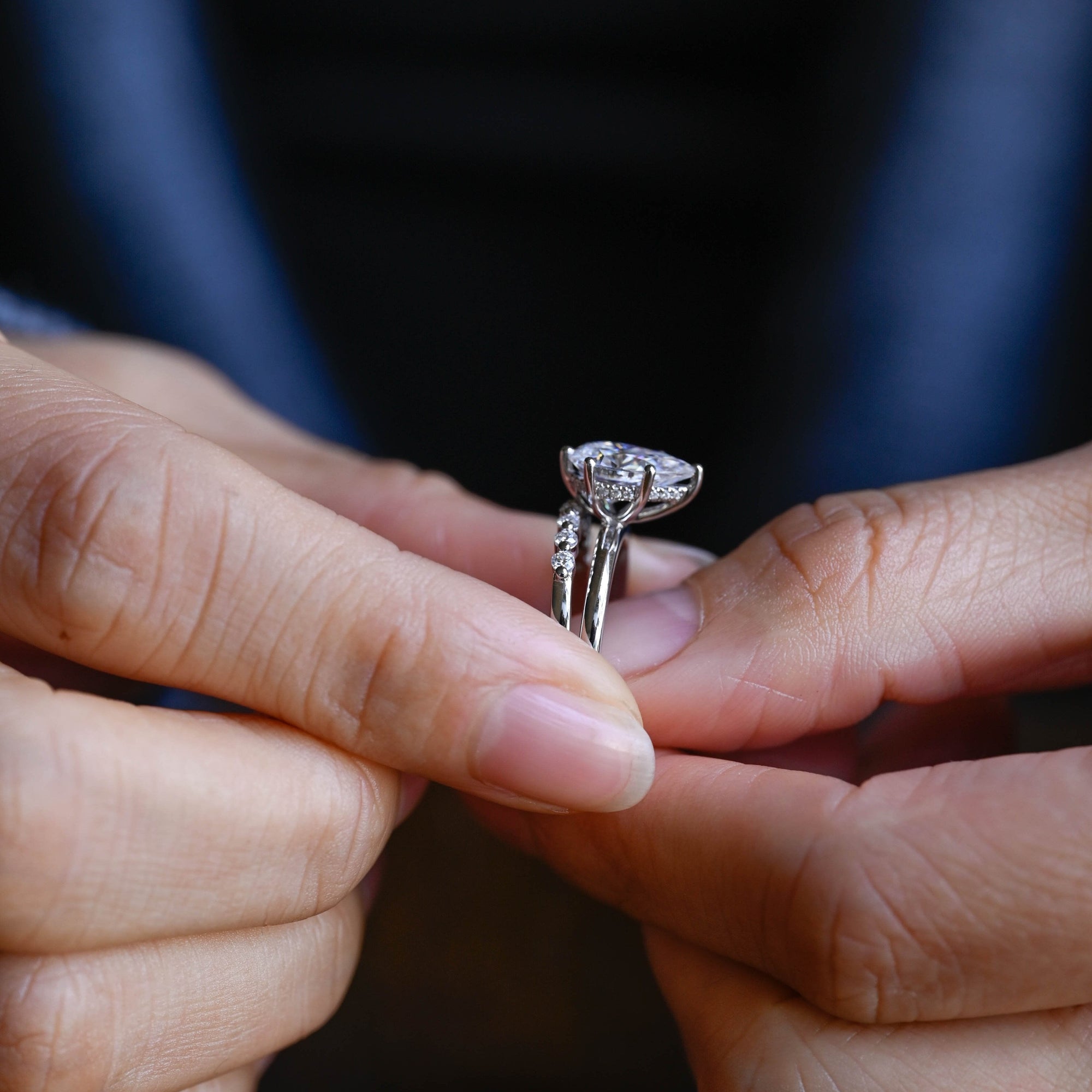 The Selene Bridal Set – Pear Cut Diamond Wedding Set