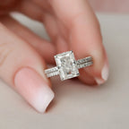 The Seraphine Bridal Set – Radiant Cut Pave Engagement Ring & Matching Wedding Band