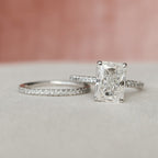 The Seraphine Bridal Set – Radiant Cut Pave Engagement Ring & Matching Wedding Band