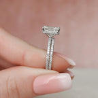 The Seraphine Bridal Set – Radiant Cut Pave Engagement Ring & Matching Wedding Band