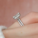 The Seraphine Bridal Set – Radiant Cut Pave Engagement Ring & Matching Wedding Band