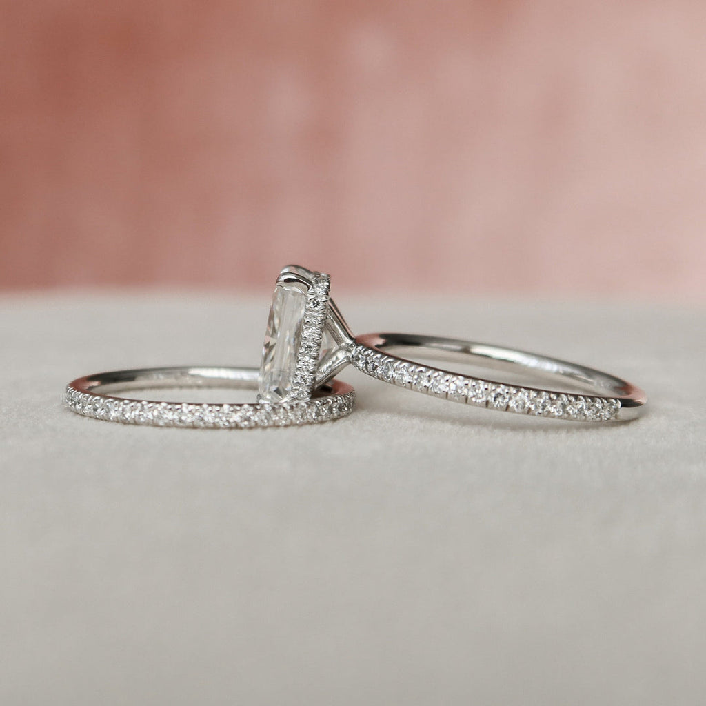 The Seraphine Bridal Set – Radiant Cut Pave Engagement Ring & Matching Wedding Band