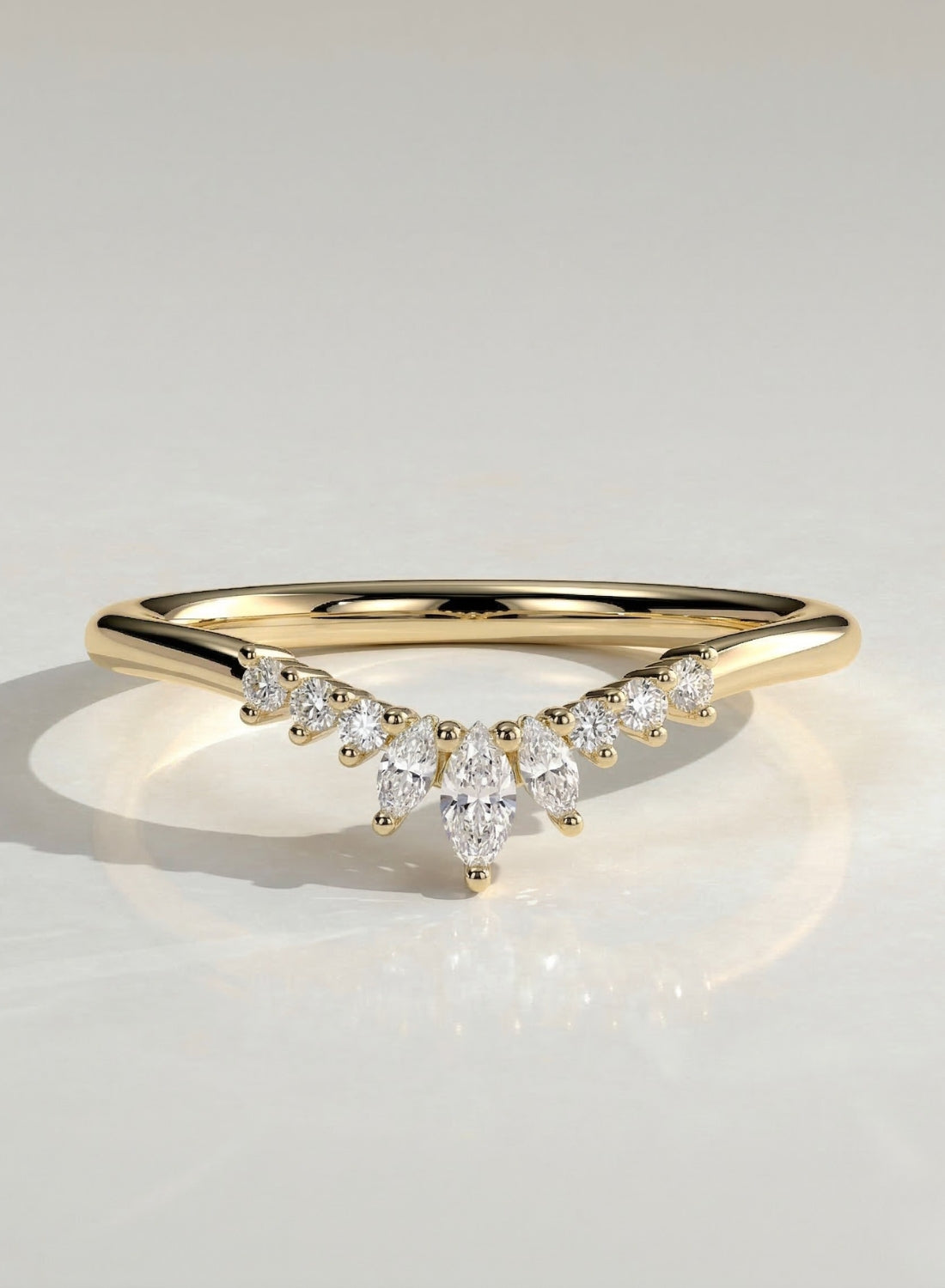 The Serina Ring - Diamond Crown Contour Band