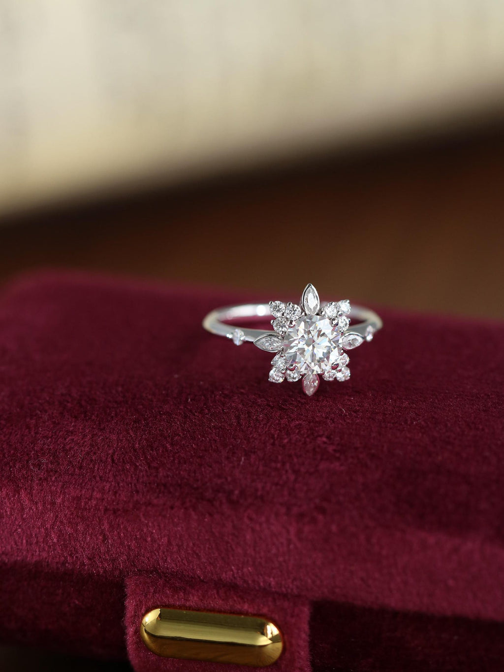The Solmira Ring - Diamond Starburst Halo