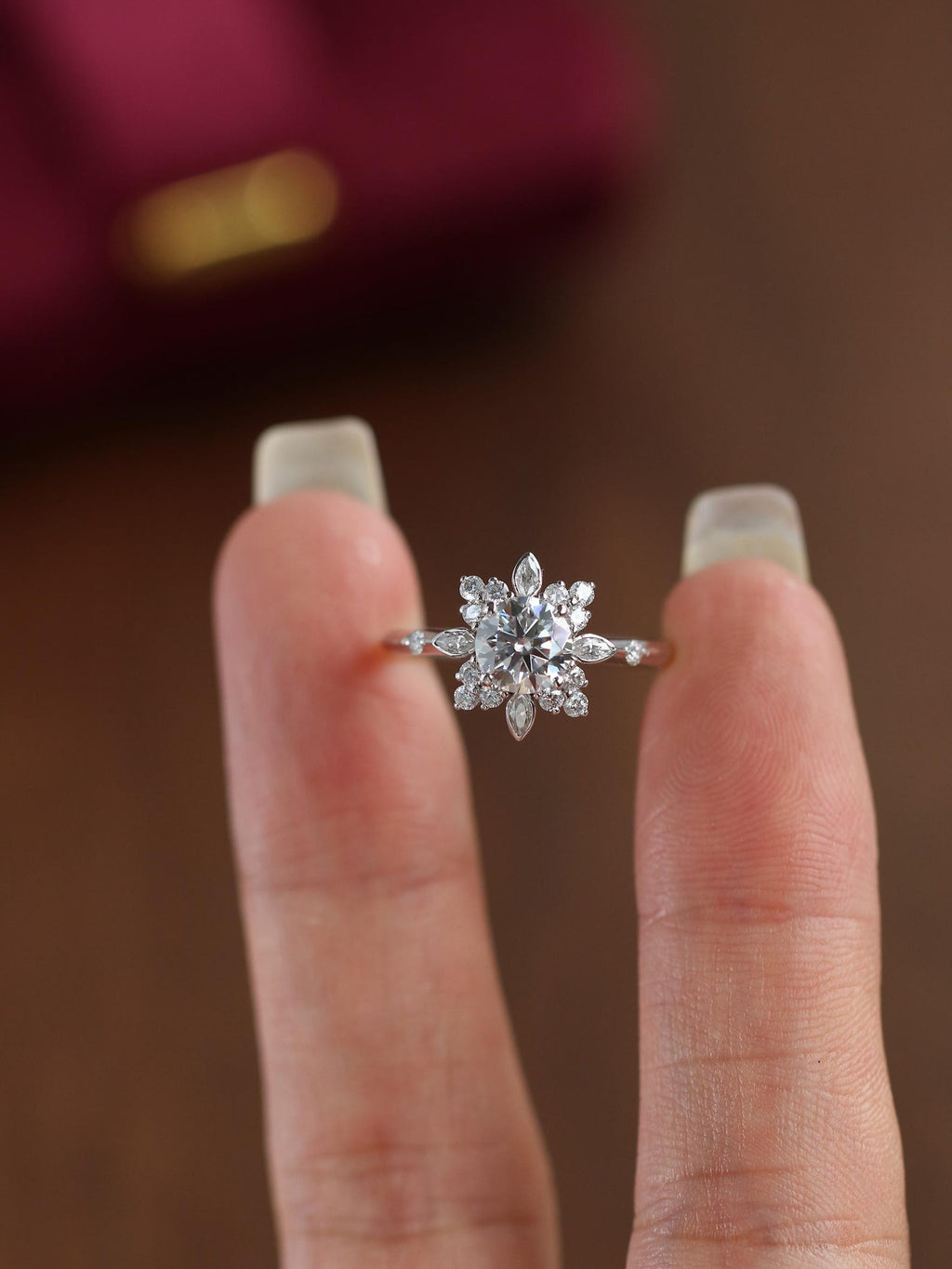 The Solmira Ring - Diamond Starburst Halo
