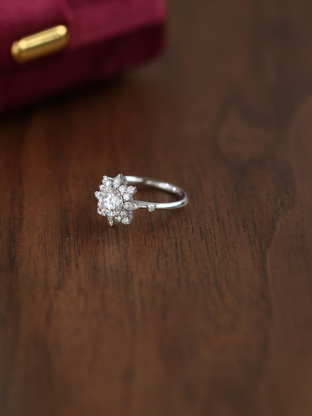 The Solmira Ring - Diamond Starburst Halo
