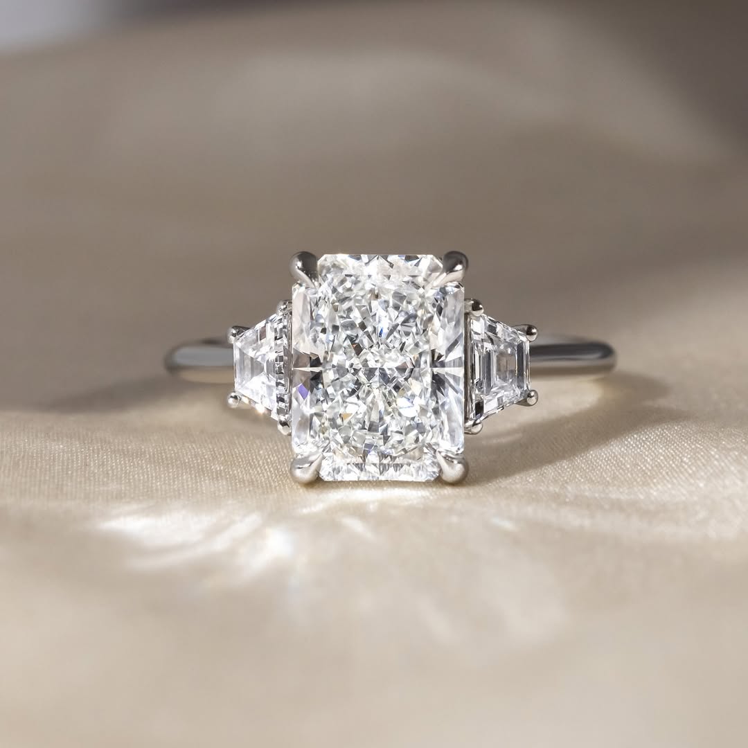 The Stardust Trio Ring - Radiant Three Stone Diamond Ring