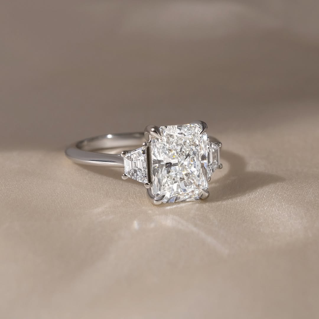 The Stardust Trio Ring - Radiant Three Stone Diamond Ring