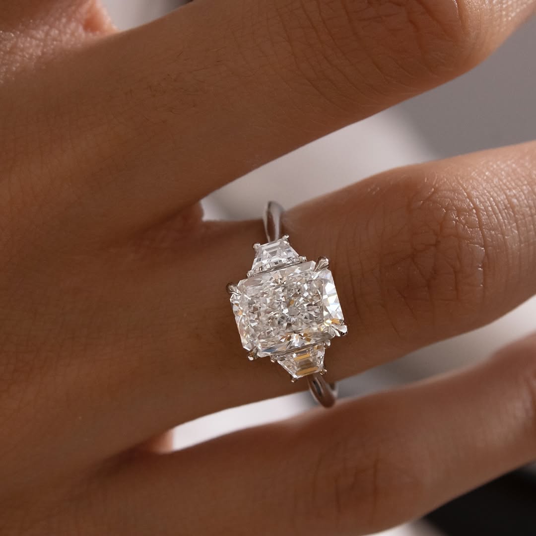 The Stardust Trio Ring - Radiant Three Stone Diamond Ring