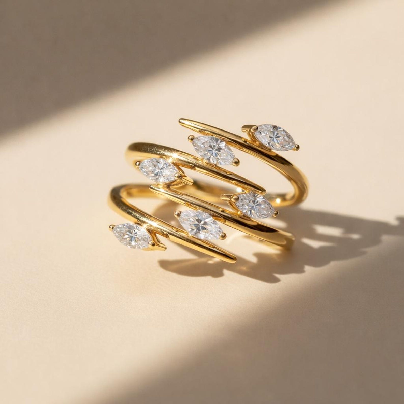 The Sylvara Ring - Diamond Vine Spiral