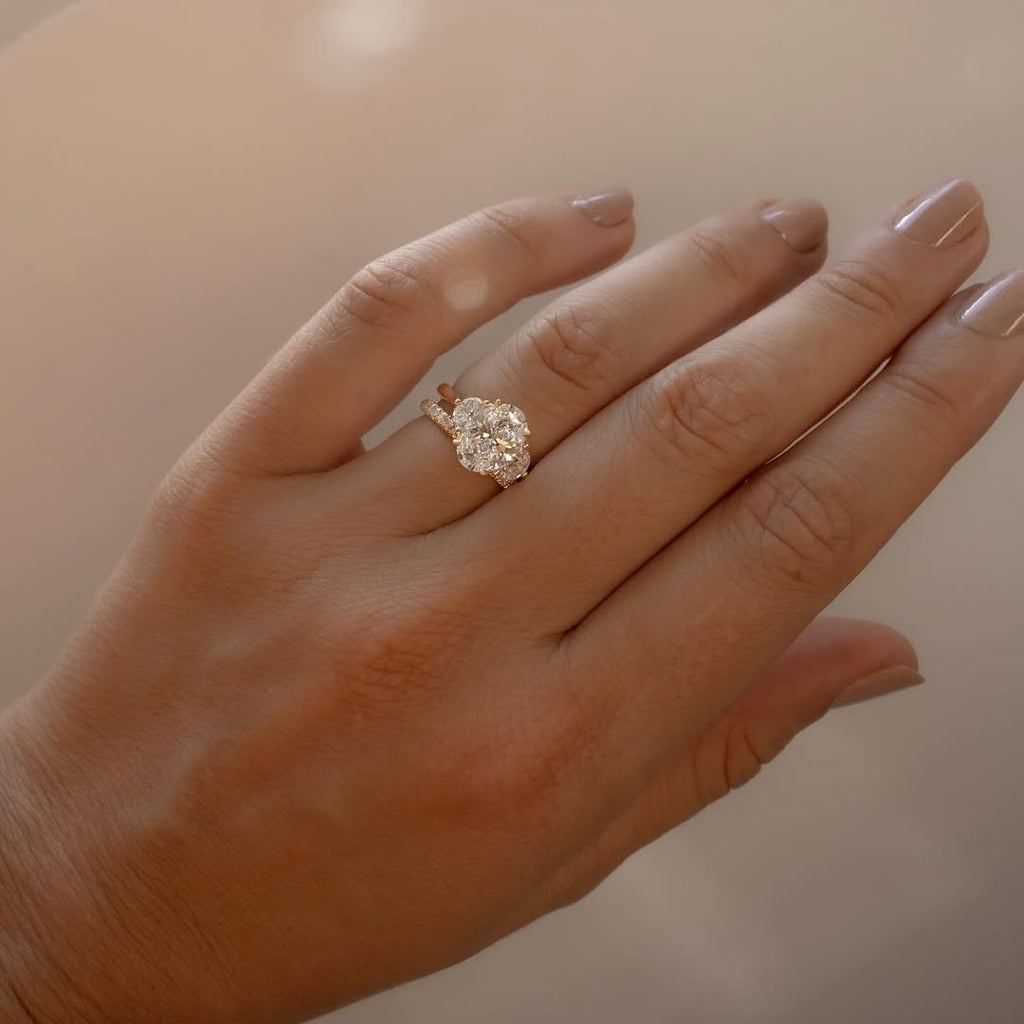 The Trielle Ring - Oval & Face-Up Half Moon Trilogy Engagement Ring