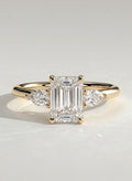 The Trinity Ring - Emerald & Pear Three Stone Diamond Ring