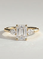 The Trinity Ring - Emerald & Pear Three Stone Diamond Ring