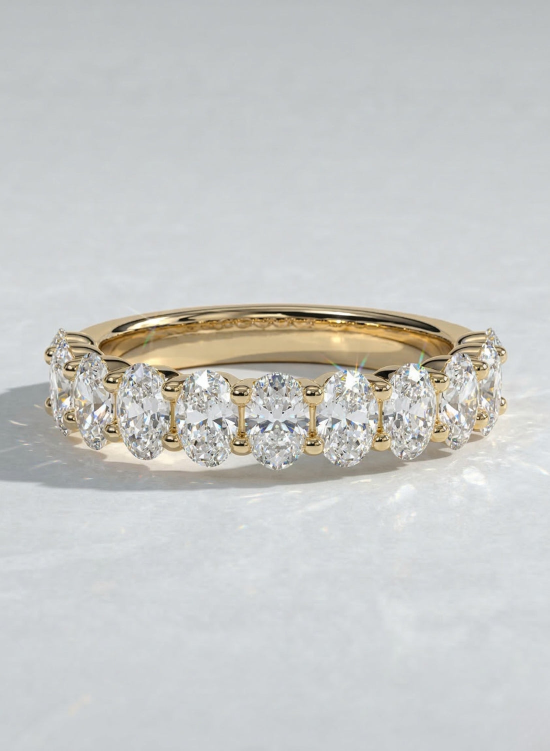 The Vaerel Band - Oval Cut Diamond Half Eternity Silver Wedding Ring