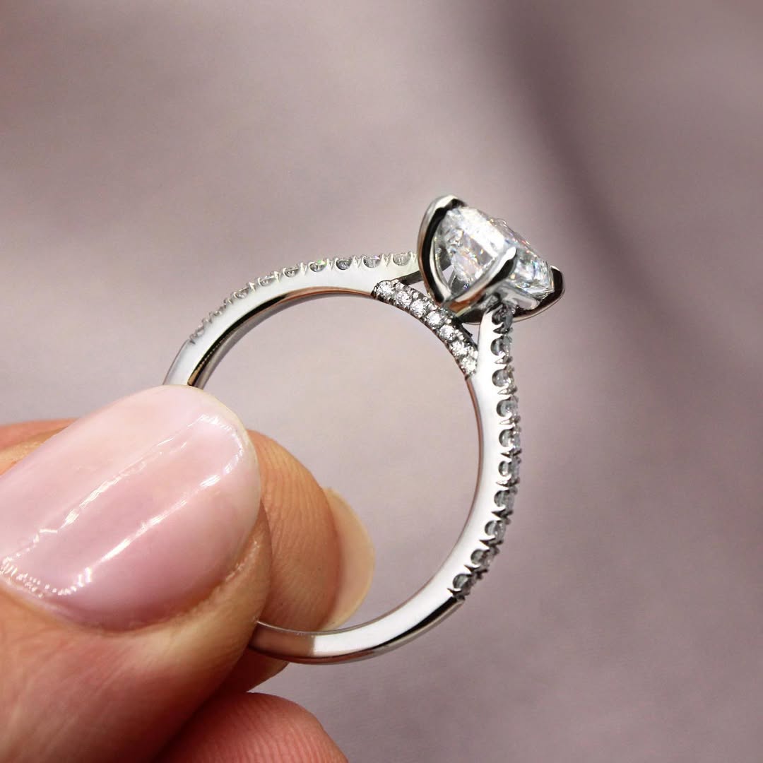 The Valenza Ring - Emerald Cut Hidden Halo Pave Ring