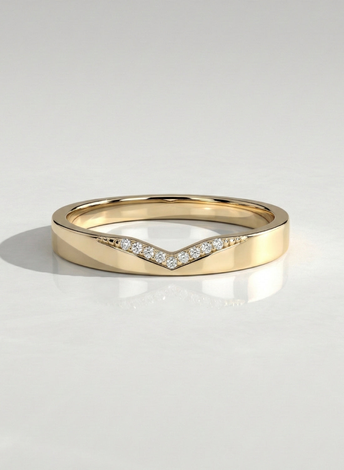 The Vienne Band - Pavé Chevron Flat Band in Silver