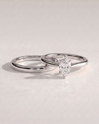 The Vivienne Bridal Set - Marquise Solitaire Ring with Plain Wedding Band