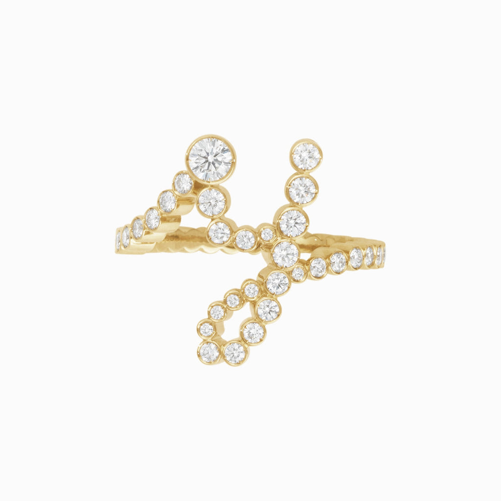 The Y Initial Ring - Diamond Bezel Letter Ring