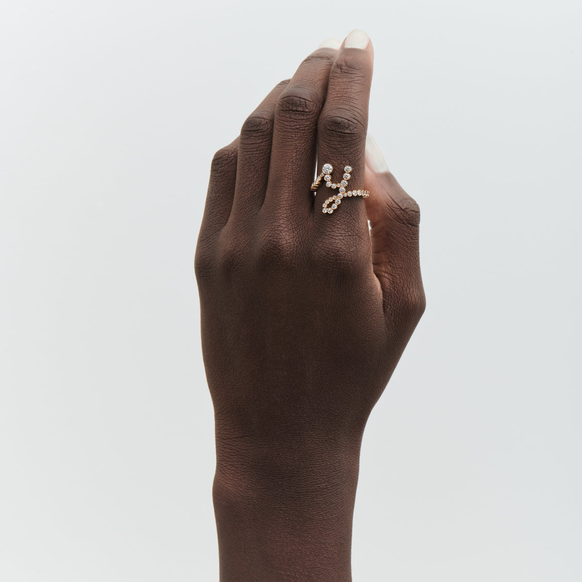 The Y Initial Ring - Diamond Bezel Letter Ring