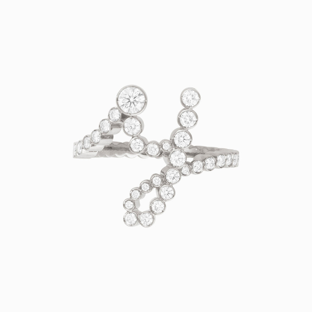 The Y Initial Ring - Diamond Bezel Letter Ring