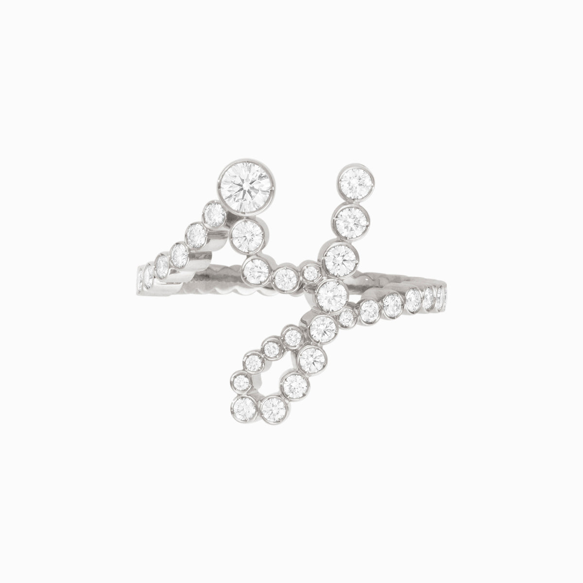 The Y Initial Ring - Diamond Bezel Letter Ring