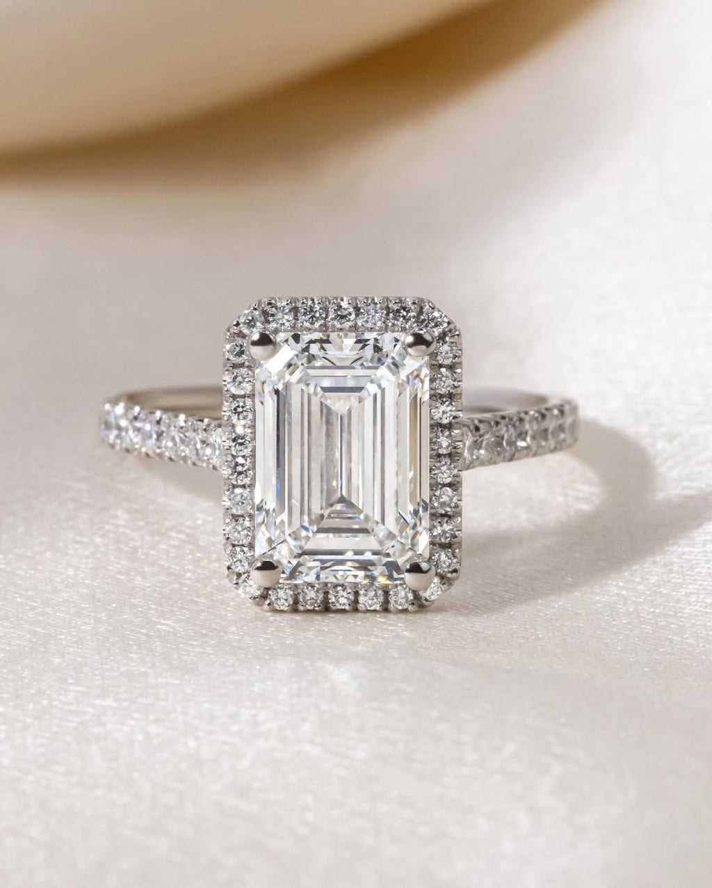 The Alessa Ring - Emerald Halo Pave Diamond Ring