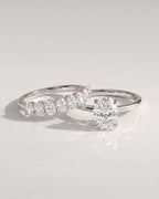 The Alina Bridal Set - Oval Diamond Ring with Curved Wedding Band