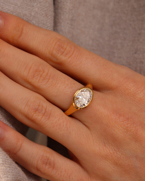 The Althea Ring - Oval Bezel Set Signet Ring