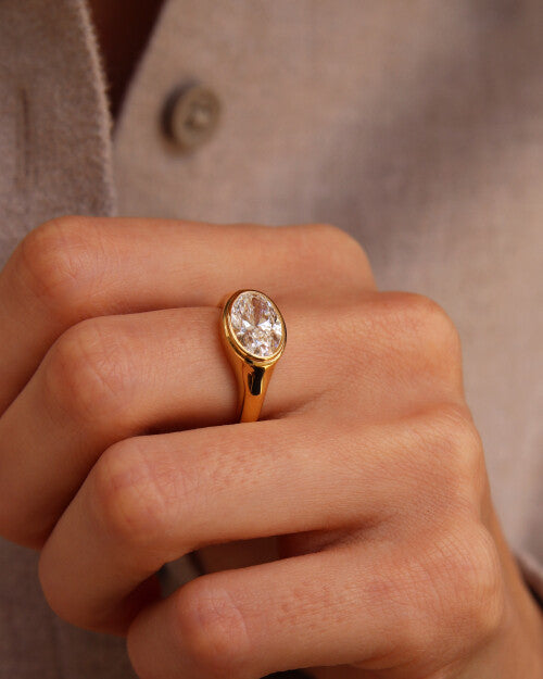 The Althea Ring - Oval Bezel Set Signet Ring
