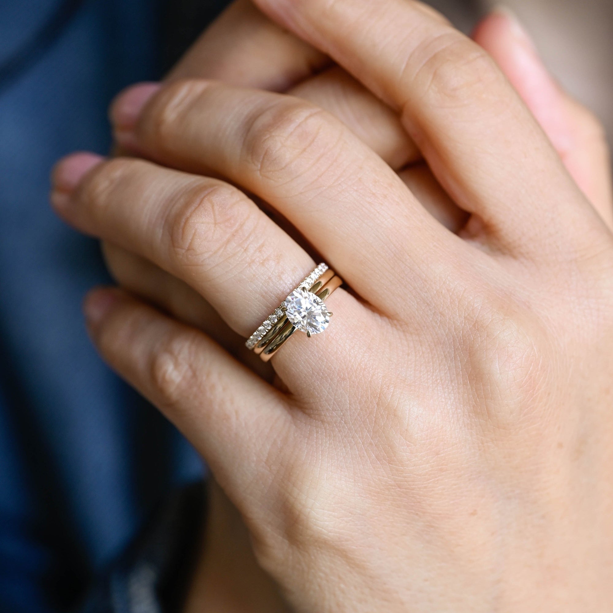 The Amara Bridal Set - Round Solitaire Bridal Ring Set