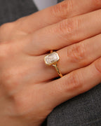 The Anya Ring - Petite Emerald Bezel Ring