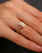 The Anya Ring - Petite Emerald Bezel Ring