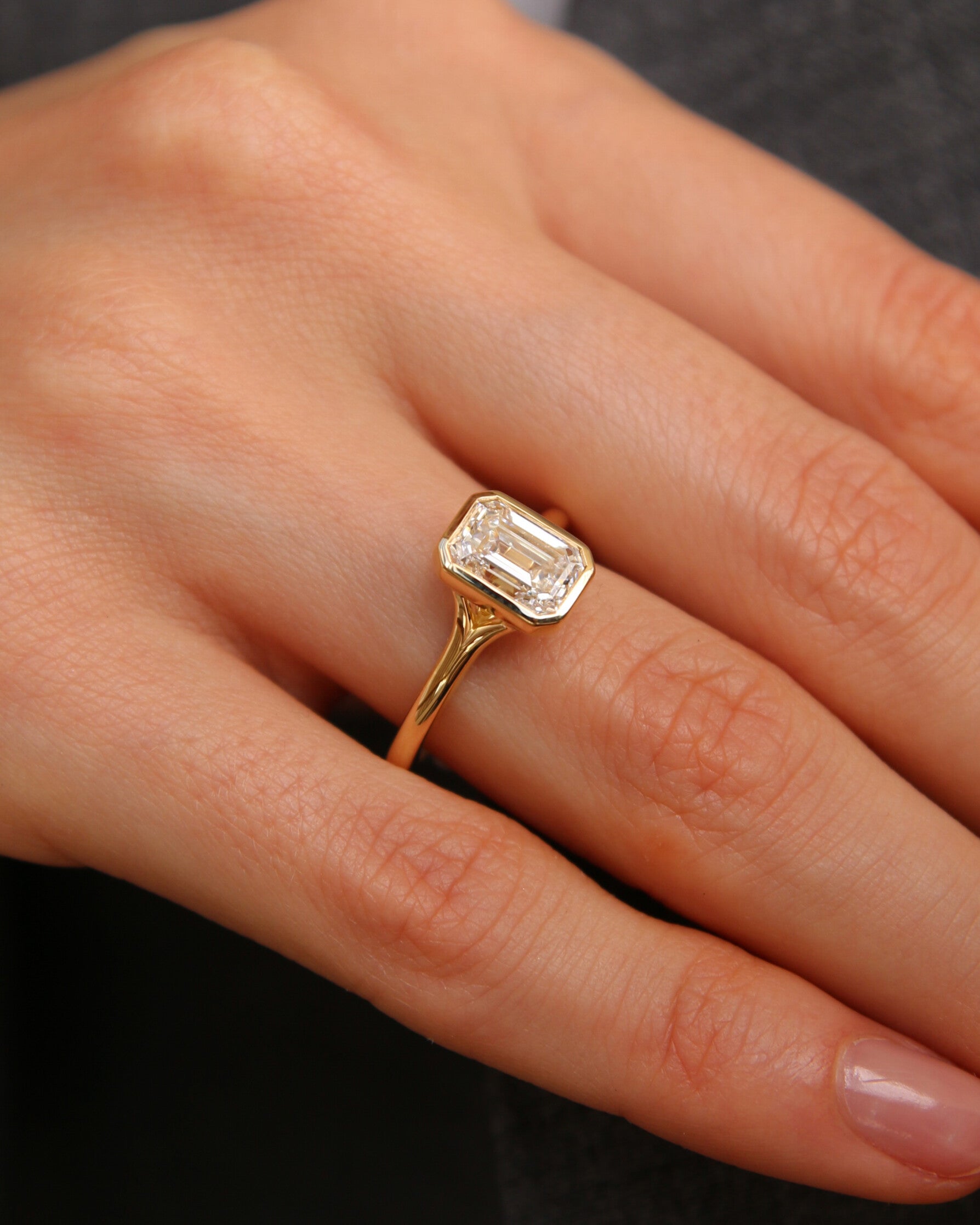 The Anya Ring - Petite Emerald Bezel Ring