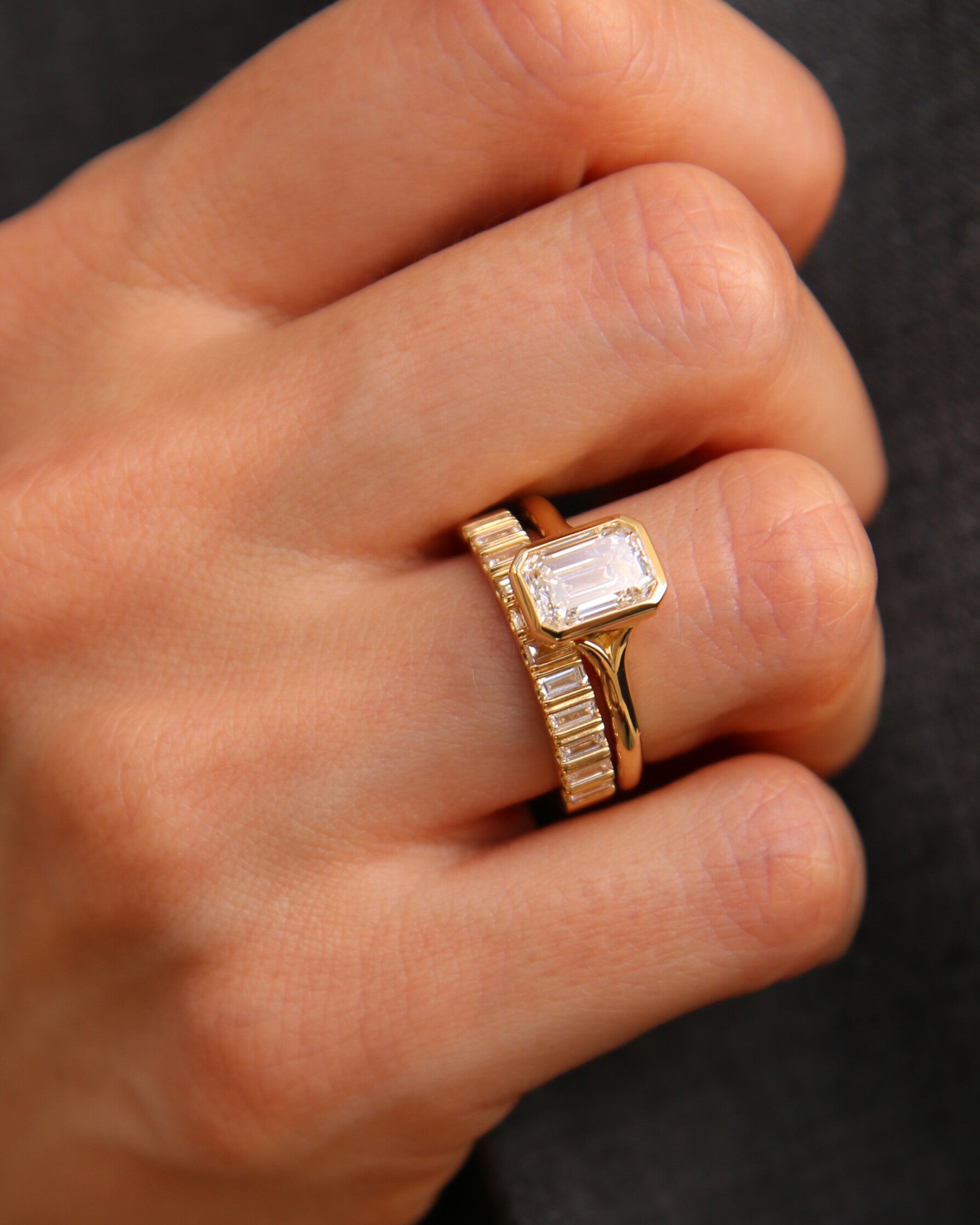 The Anya Ring - Petite Emerald Bezel Ring